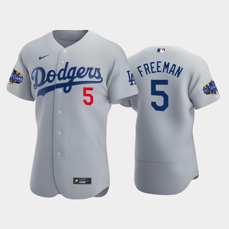 Men's Los Angeles Dodgers #5 Freddie Freeman Grey 2022-23 All-Star Game Flex Base Stitched Baseball Jersey Men's Los Angeles Dodgers #5 Freddie Freeman Grey 2022-23 All-Star Game Flex Base Stitched Baseball Jersey